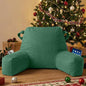 Portable Comfy Reading Pillows for Bed Sitting Up(Green Oeko-Tex), Velvet Back Pillow with Arms & Pockets for Adults, Support Memory Foam Bed Pillow for Dorm/Reading/Watching/Gaming