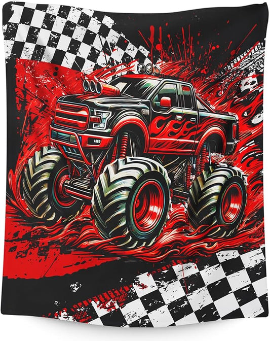 Blanket for Boys, Truck Throw Blanket Gifts for Kids Teens, 50"x60" Cool Flannel Blankets Gift for Son Cars Lovers Lightweight Throws for Couch Sofa Bed Decor