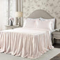 Lush Decor Ticking Stripe Bedspread Queen Size 3 Piece Set Blush - Ruffle Bedding Set Queen Bedspreads - Striped Bedding - Farmhouse & Coquette Decor
