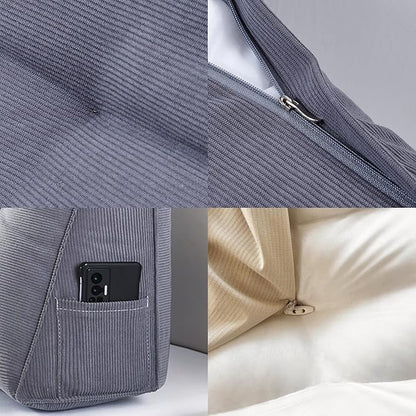 California King Triangle Bed Wedge Pillow for headboard Gap Triangular Reading Pillows for Sitting in Bed Adult Wedge headboard Pillow, Gray