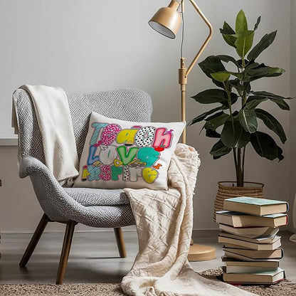 Teacher Appreciation Gifts Pillow Covers 18x18, Back to School Gifts for Teachers, Teacher Gifts First Dat of School, Teach Love Inspire Trendy Pillow Covers for Teachers