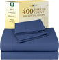 California Design Den Natural 100% Cotton King Size Sheets Set - 400 Thread Count Sateen, Deep Pocket King Bed Sheets with All Around Elastic, Soft, Durable Bedding - Navy Blue
