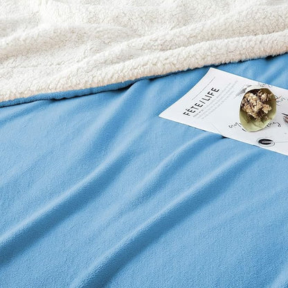 IR Imperial Rooms Light Blue Sherpa Fleece Throw Blanket for Bed - Wholesale Bulk Pack of 16 Sherpa Blankets - Soft Fluffy Throw Blankets for Hotels, Guest Bedroom, 50x60 Inches