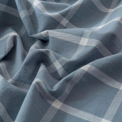 BuLuTu Blue White Plaid Duvet Cover Full 100% Washed Cotton Comforter Cover Set Modern Buffalo Plaid Bedding Set for Kids, Grid Gingham Duvet Cover and 2 Pillowcases for All Seasons
