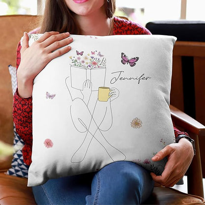 Hyturtle Personalized Book Pillow (Insert Included) Gifts for Book Lovers, Reading Club Librarians Unique Gifts for Girls Women on Birthday, Custom Name Couch Cushion Decor Throw Pillow Keepsake