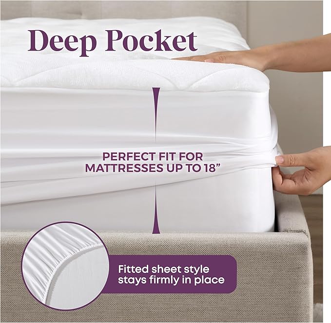 CirclesHome RV Size Mattress Pad Pillow Top - Double Puff Fleece Top Down Alternative Mattress Protector -Soft, Comfortable, and Hypoallergenic - Stretches from 14-16 inches for Snug Fit