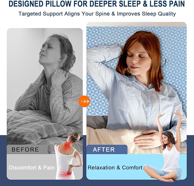 Wedge Pillow 7.5" Bed Wedge After Surgery, Back Pain Relief, Memory Foam Pillow Triangle Incline Wedge for Back Support, Leg Elevation（Blue）