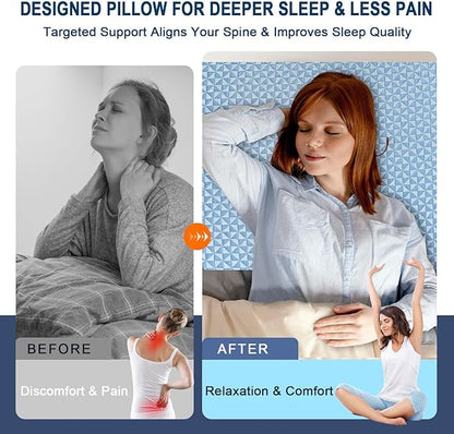 Wedge Pillow 7.5" Bed Wedge After Surgery, Back Pain Relief, Memory Foam Pillow Triangle Incline Wedge for Back Support, Leg Elevation（Blue）