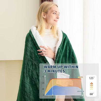 BOMOVA Heated Electric Blanket Full Size - 72" x 84" Heating Blanket with 10 Heating Levels & 8 Hours Auto Off, Warm Flannel Blanket, Christmas Birthday Gifts for Women
