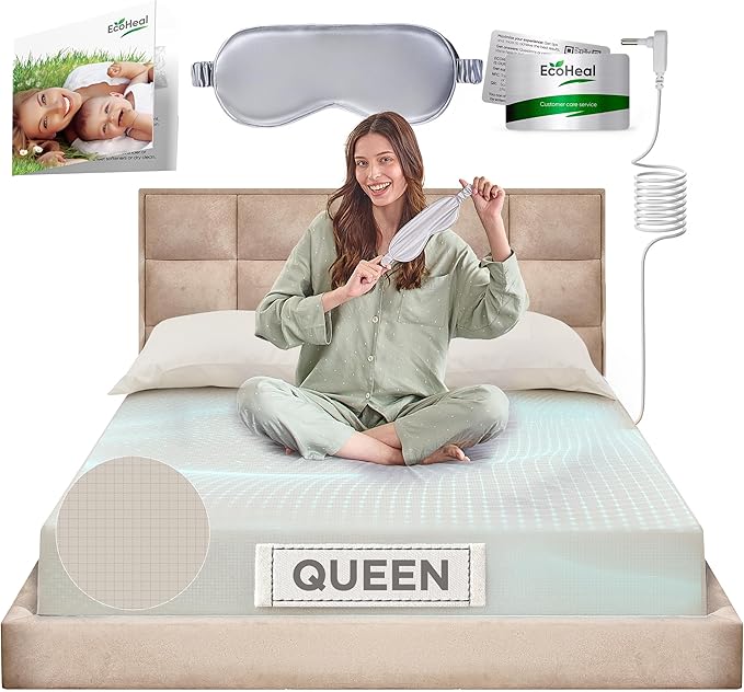 Earth Grounding Sheets Queen Size with 12% Silver Fiber & 4% Silk & 84% Cotton - Beige - SGS Quality Certified Grounded Well Bed Sheet - Conductive Fitted Sheet for Better Sleep