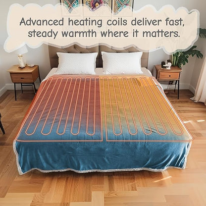 Electric Heated Blanket Full Size 72"x84", Soft Flannel with Overheat Protection, 6 Adjustable Heat Settings & 10-Hour Auto-Off Timer, Fast Heating for Winter Comfort, Blue