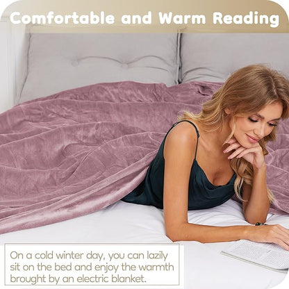 Electric Heated Blanket Full Size 72×84, Breathable & Luxurious Flannel, Soft Warm Gift with Over-Heat Protection,4 Heating Levels & 10 H Auto Shut Off, Machine Washable, Purple