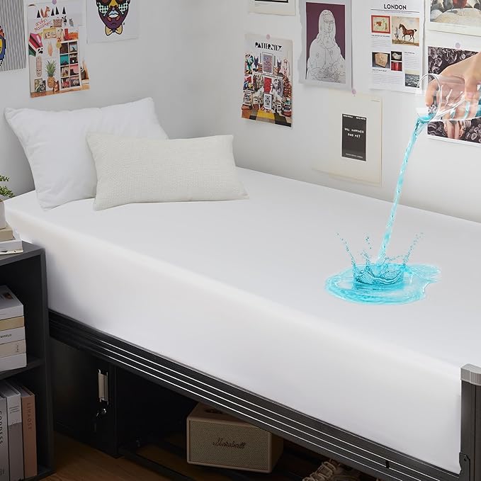 GRT Twin XL Waterproof Mattress Protector, 80" x 39", White, 1 Pack - Machine Washable, Vinyl-Free, OEKO-TEX Certified