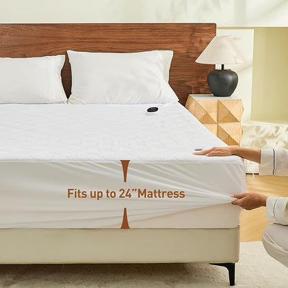 Heated Mattress Pad Twin Size, 12 Heating Levels, 1-12 Hour Auto Shut Off, Preheat & Memory Function, Machine Washable Electric Mattress Pad Cover, ETL & FCC Certified