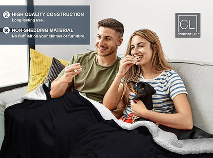 Comfort Lab Reversible Flannel Sherpa Throw Blanket - Elegant Fluffy Throw Blankets for Couch and Home Decor - Anti Pilling Non Shedding Cozy & Warm Fleece Throws - Oversize Throw (60" x 70") - Navy