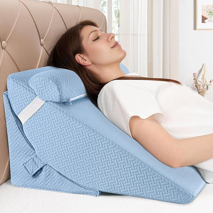 Bed Wedge Pillow for Sleeping, Adjustable Wedge Pillow Set for After Surgery, Elevated Triangle Pillow for Acid Reflux and Back Pain Relief, Post Surgery, Sleep Apnea, Back Suppor