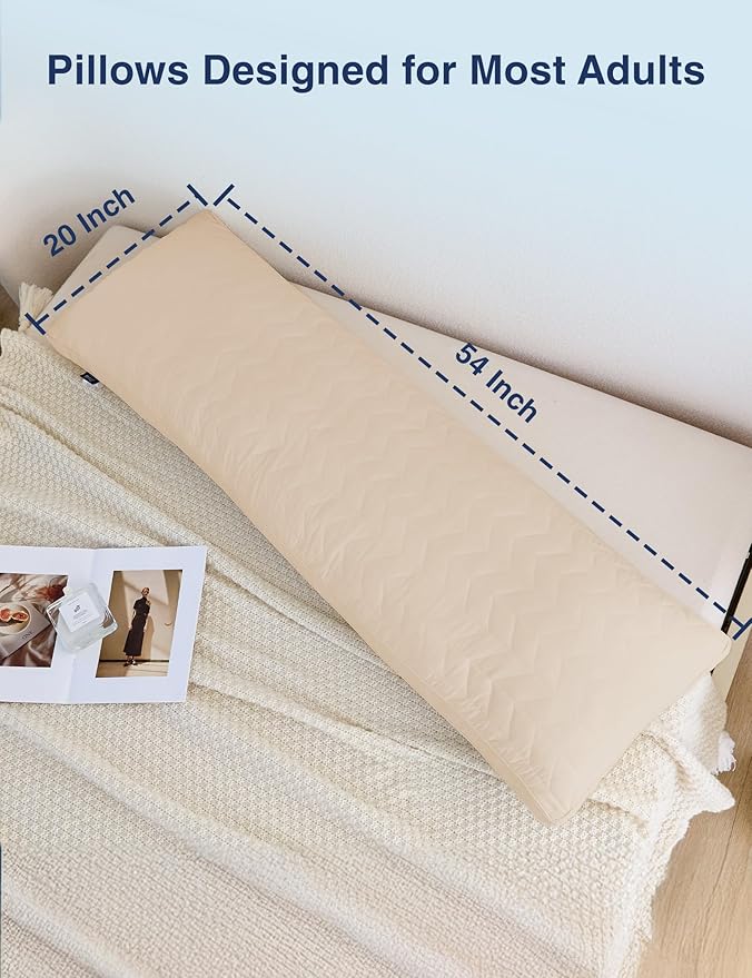 ZonLi Adjustable Memory Foam Body Pillow for Adults, Firm Support Long Pillow for Side Sleepers, Elegant Quilted 20x54 inch, Khaki
