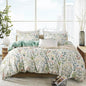 Duvet Cover Queen Size Floral 100% Brushed Microfiber 3 Pieces Fresh Garden Green Wildflower Botanical Floral Pattern Printed Queen Flower Duvet Cover with Zipper Closure