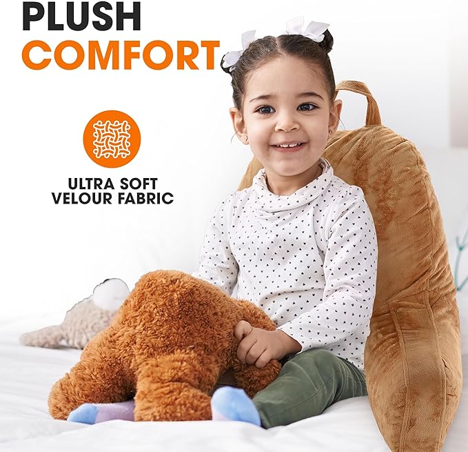 Cheer Collection Reading Pillow with Arms – Portable Bed Pillow for Sitting Up & Support, Foam-Filled Back Rest Pillow for Sitting in Bed & Couch, Machine Washable, Brown
