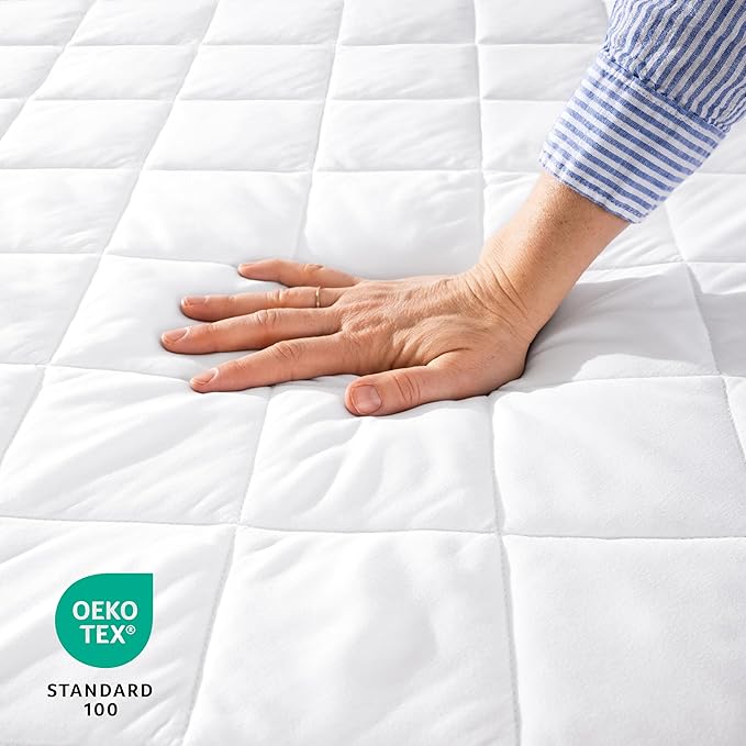 Bare Home Quilted Fitted Mattress Pad (Cal King) - Cooling Mattress Cover - Easily Washable - Elastic Fitted Cover for Mattress - Stretch-to-Fit up to 15 Inches Deep (California, King)