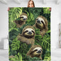 Sloth Jungle Blanket,Decorative Throw with Cute Animal and Tropical Leaf,Lightweight Flannel Blankets for Picnic,Camping,Travel,Ideal Gifts for Teens Wildlife and Nature Lovers 50"x60"