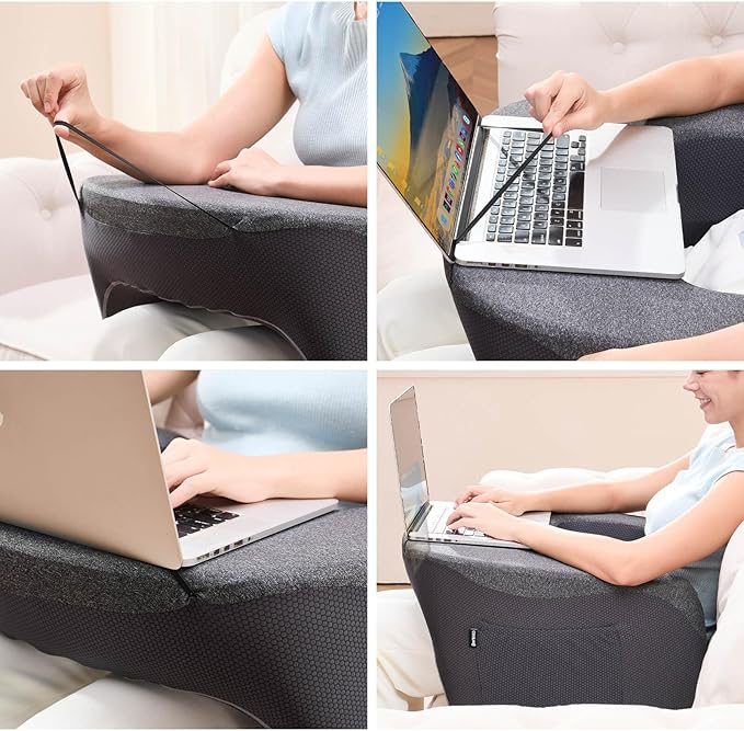 Reading Pillow, Lap Desk, Laptop Pillow for Lap, Large Gaming Pillow for Reading, Working, Gaming or Sitting in Bed Floor Couch(Dark Grey)
