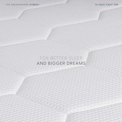 DreamSphere 14-inch California King Hybrid Mattress, Medium Firm Gel Memory Foam Mattress, CertiPUR-US Certified, Mattress in a Box, Cal King Mattress