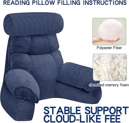 FXXUDVNIIN Back Pillow for Bed Sitting up – with 9.4" Armrests Bed Pillow for Sitting up,Inch Arms for Support, Ideal for Reading, Watching TV, Gaming, and Relaxing