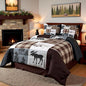 Hunting Camper Bedding Set King Size Bear Elk Arrow Wild Animals Comforter Set Kids Boys Teens Women Rustic Farmhouse Cabin Home Decor 3pcs,Retro Geometric Stripes Plaid Duvet Insert,Brown Grey