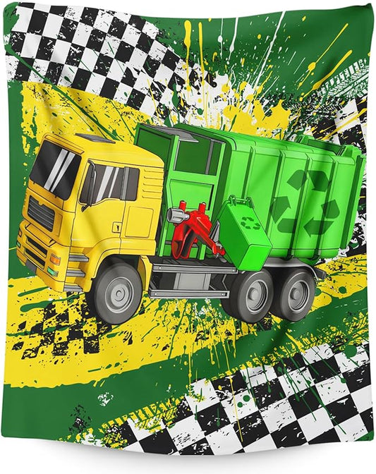 Blanket for Boys, Garbage Truck Throw Blanket Gifts for Kids Boys Age 4-6, 40"x50" Cute Flannel Blankets Gift for Son Cars Lovers Lightweight Throws for Couch Sofa Bed Decor