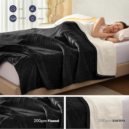 Electric Blanket Twin 62"x84" Heated Electric Blankets 10 Heating Levels 12 Time Settings 8 Hours Auto Off Fast Heating and Overheat Protection ETL Certified Machine Washable,Black