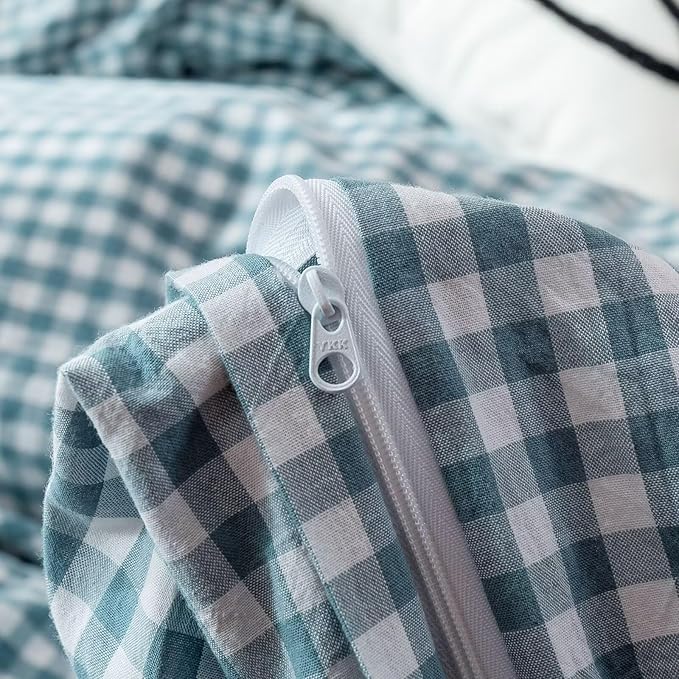 BuLuTu Blue Check Duvet Cover Set Twin Cotton Soft Breathable Bedding Duvet Cover for Kids Boys Blue White Buffalo Plaid Comforter Cover Set 【 3Pcs -1 Twin Duvet Cover Set + 2 Pillowcases】