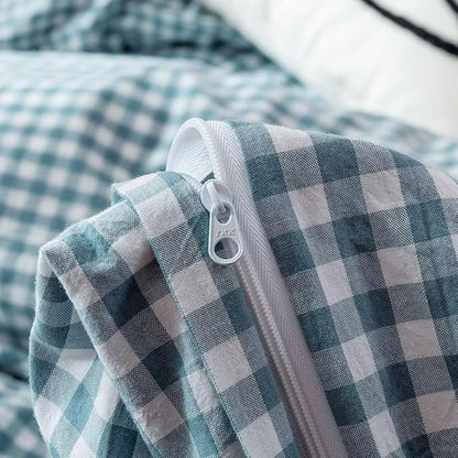 BuLuTu Blue Check Duvet Cover Set Twin Cotton Soft Breathable Bedding Duvet Cover for Kids Boys Blue White Buffalo Plaid Comforter Cover Set 【 3Pcs -1 Twin Duvet Cover Set + 2 Pillowcases】