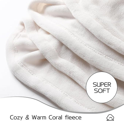 Electric Heated Blanket 90"x100" King Size, Soft Coral Fleece, Dual Controllers with 4 Heating Levels and 10 Hours Auto-Off, Machine Washable, Cozy Plush Fabric for Home, White