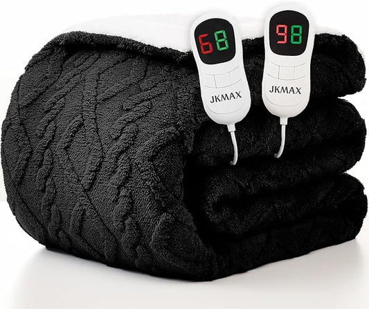 Heated Electric Blanket King Size-100"x90" Heating Blanket with 10 Heating Levels & 5 Time Settings Over-Heat Protection，Winter Warmer for Adults with ETL Certification（Black）