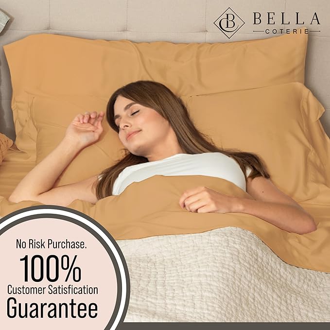 Bella Coterie Luxury Bamboo Viscose King Size Sheet Set | 100% Organically Grown | Ultra Soft | Cooling for Hot Sleepers | 18" Deep Pocket [Marigold]