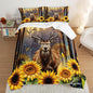 Deer Bedding Sets for Kids Boys Girls Room Decor,Hunting Themed Forest Sunflower Bedding Comforter Sets,Western Comforter Sets Woodland Camo King Bedding Set with 2 Pillowcases.
