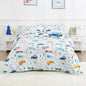 Mooreeke Bed in a Bag for Kids Boys Teens, 8 Pieces Full Size Comforter Bed Set with Shams, Sheet Set and Decorative Toy Pillow, Cars White Super Soft Microfiber Kids Comforter Bedding Set
