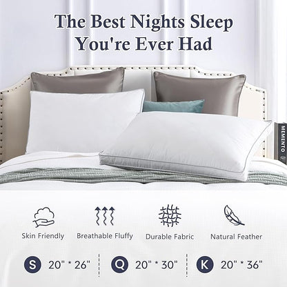 puredown® Made in USA Goose Feathers and Down Gusseted Pillows, 100% Cotton Cover, Pillows King Size Set of 2, Hotel Luxury Gusseted Bed Pillows for Sleeping