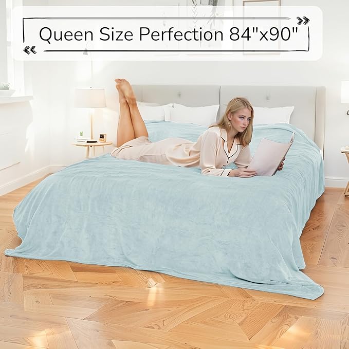 Electric Heated Blanket Queen Size 84"x90" - Dual-Sided with Microplush & Sherpa Fabric, 4 Heat Settings & 10 Hours Auto Off, Dual Controller, Machine Washable - Spring Green