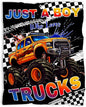 Trucks Blanket, Just A Boy Who Loves Trucks Gifts for Kids, Car Themed Flannel Blankets, Soft Cozy Lightweight Throws Gifts for Truck Lovers & Boys 80x60 Inch for Adult