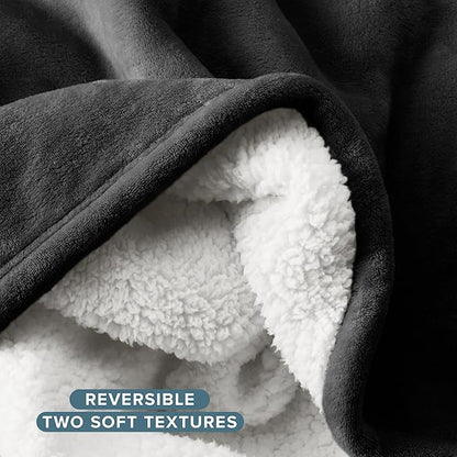 Bare Home Sherpa Fleece Blanket - Twin/Twin Extra Long - Blanket for Bed, Sofa, and Couch - Warm & Lightweight - Fluffy & Soft - Reversible (Twin/Twin XL, Black)