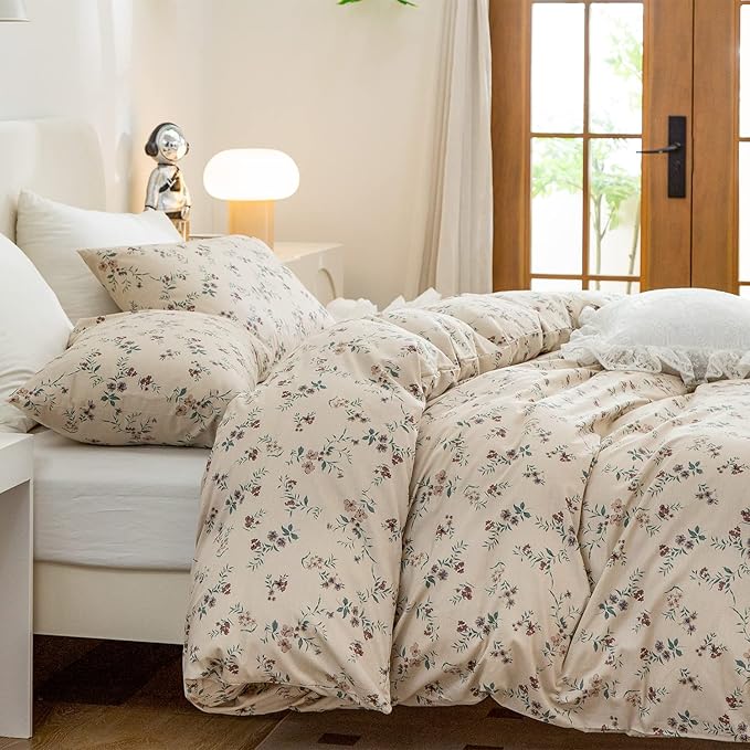 Duvet Cover King Floral, 100% Brushed Microfiber Floral Bedding Set 3 Pieces King Size Duvet Cover Vintage floral for All Seasons, 1 Duvet Cover and 2 Pillowcases with Zipper Closure (Floral, King)