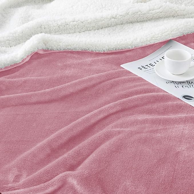 IR Imperial Rooms Baby Pink Sherpa Blankets Queen Size for Bed - Wholesale Bulk Pack of 9 Sherpa Blankets - Soft Fluffy Throw Blanket for Hotels, Guest Bedroom, 90x90 Inches