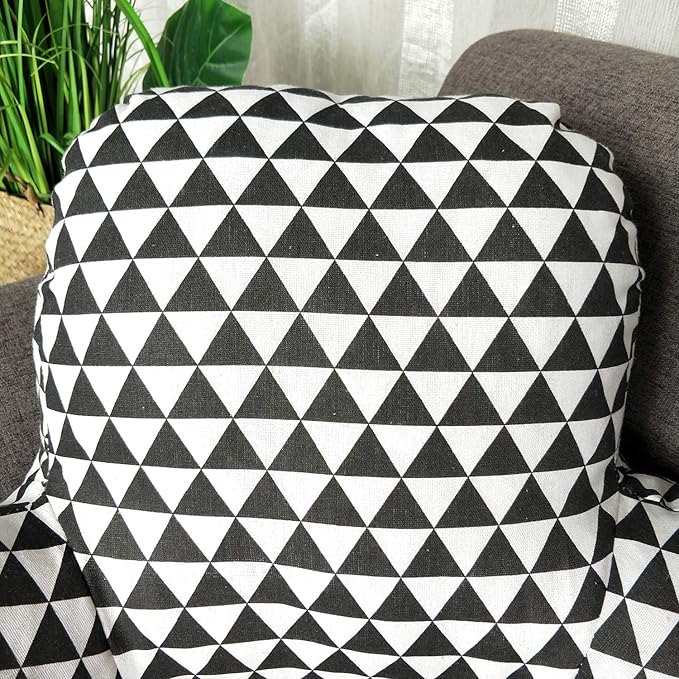 Bohemian Printed Reading Pillow with Support Arms Soft Bed Rest Pillows Back Support Cushion fo Kids Reading Watching TV Sitting Up in Bed (20"×15"×8",Black White)