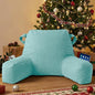 Portable Comfy Reading Pillows for Bed Sitting Up(Lake Blue Oeko-Tex), Velvet Back Pillow with Arms & Pockets for Adults, Support Memory Foam Bed Pillow for Dorm/Reading/Watching/Gaming
