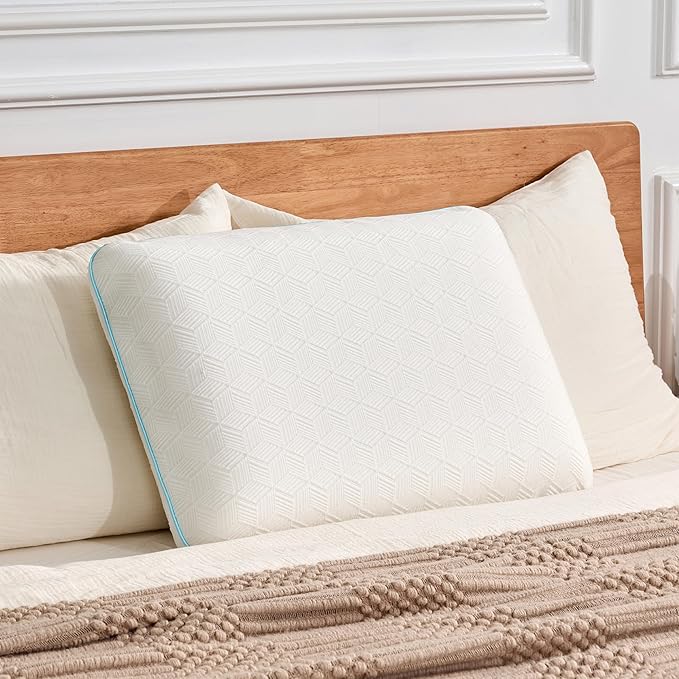 EGOHOME Memory Foam Pillow for Sleeping Standard Size, Medium Soft Bed Pillow with Washable Removable Cover for Back, Stomach, Side Sleeper