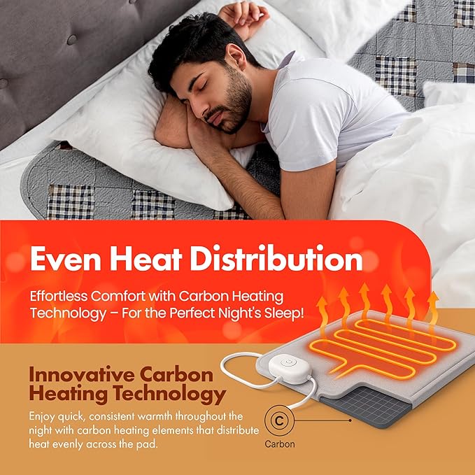 GML Bedding Heated Mattress Pad Electric - Soft Bed Warmer Heating Blanket Cover with Smart Controllers for Relieving Body Aches, Camping or Winter Use, Washable for Home or Travel - Twin Size 71x35
