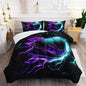 Soccer Print Themed Comforter 3Pcs Queen Gaming Sport Soccer Grid Bedding Set for Kid Teen Girl Boy Adult Balls Sports Games Blue Light Football Quilt Decor with 1 Comforter and 2 Pillowcases