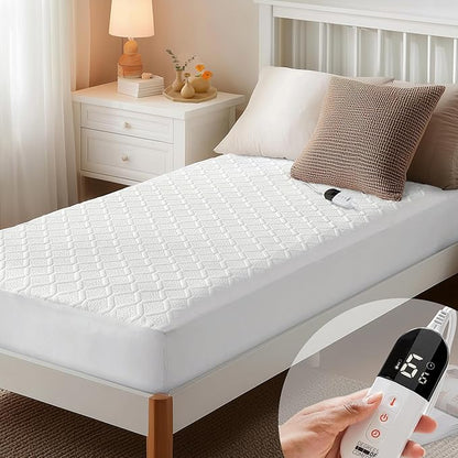 Twin XL Heated Mattress Pad – Dorm Room Electric Mattresses Warmer with Auto Shut-Off, Washable Soft Pads, Adjustable Heat Settings for College Students